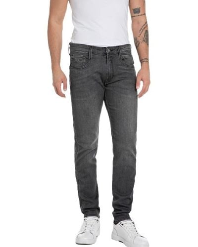 Replay Anbass Slim-Fit Power Stretch Cotton Jeans - Gris