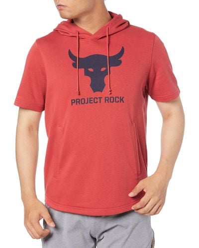 Under Armour Project Rock Terry Short Sleeve Hoodie - Red