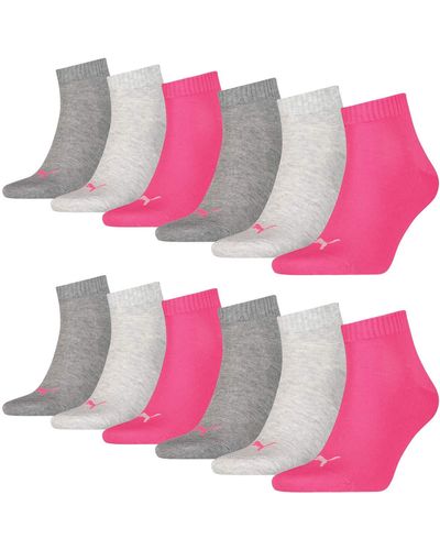 PUMA 12 pair Sneaker Quarter Socks s & Ladies - Rose