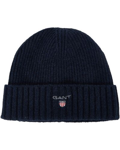 GANT D1 Wool Lined Beanie Hat - Blue