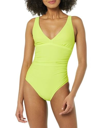 Amazon Essentials Plunge Tummy Control Shaping Swimsuit - Yellow