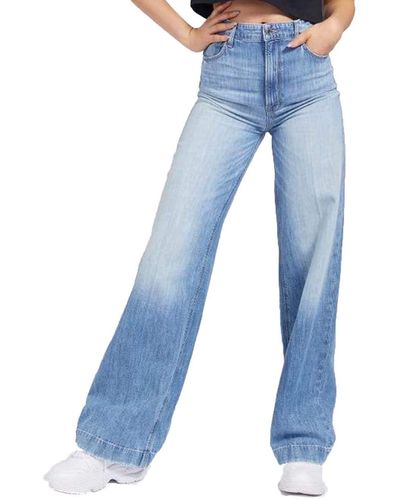 Guess Jeans W1GA09 D4CV2 Super High Wide Leg Donna - Blu