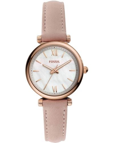 Fossil Analog Quartz Watch With Leather Strap Es4699 - White