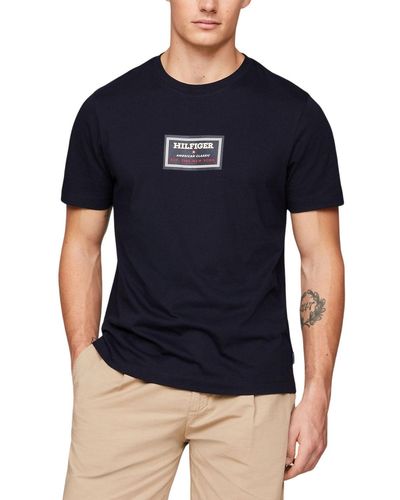Tommy Hilfiger T-Shirt Kurzarm Label Hd Print Tee Rundhalsausschnitt - Blau