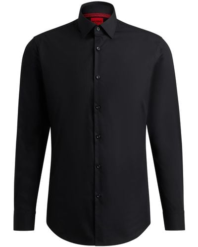HUGO S Koey Slim-fit Shirt In Easy-iron Cotton Poplin Black