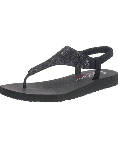Skechers Cali Meditation-rock Crown Flat Sandal,black/black,10 M Us