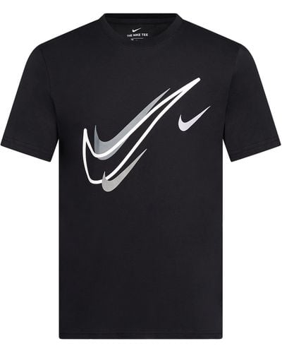 Nike T Shirt Court T Shirt s Swoosh Logo Tee Short Sleeve Classic T Shirt Black DQ3944 010 New - Schwarz