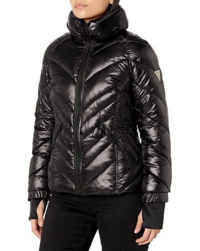 Guess Womens Belted Softshell With Hood Transitional Jacket - Black