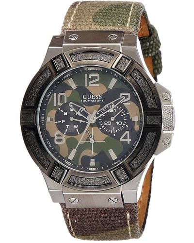 Guess Analog Quarz Uhr mit Edelstahl Armband W0407G1 - Natur