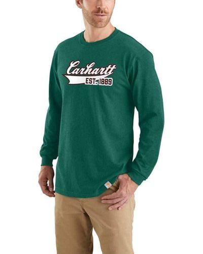 Carhartt Long-Sleeve Script Graphic T-Shirt - Grün