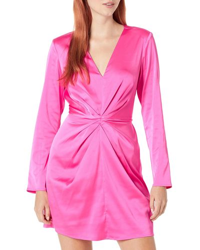 The Drop , mini abito da donna Tate con scollo a V profondo e increspatura sul davanti, rosa acceso, XL
