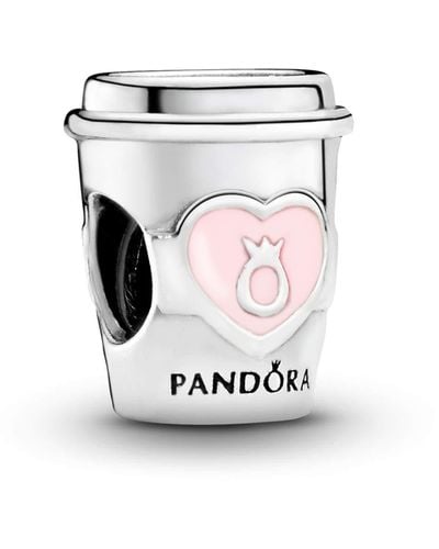 PANDORA Charm "Drink To Go" Silber Emaille rosa 797185EN160 - Weiß