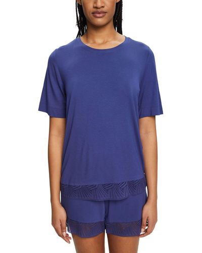 Esprit Short en Dentelle CV Sus de Saison Ensemble de Pijama - Bleu