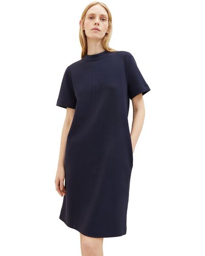Tom Tailor 1037930 Basic Kleid mit Stehkragen & Taschen - Blau