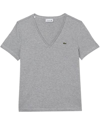 Lacoste T-Shirt aus Baumwolle mit V-Ausschnitt - Grau