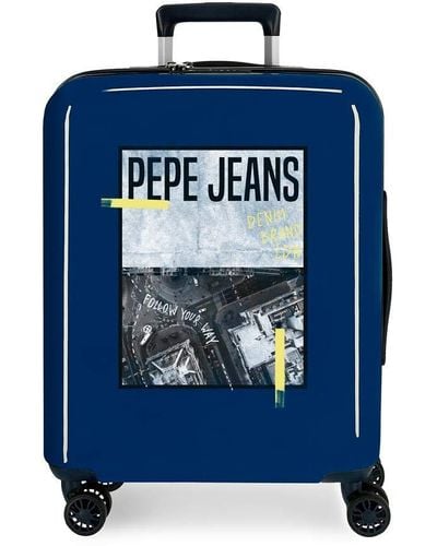 Pepe Jeans Nolan Cabin Suitcase Blue 40 X 55 X 20 Cm Abs Rigid Integrated Tsa Closure 38.4 L 2 Kg 4 Wheels Double Hand Luggage