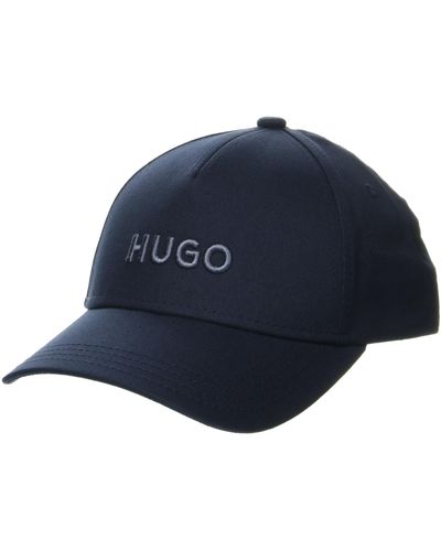 HUGO Big Logo Cotton Baseball Hat Cap - Blue