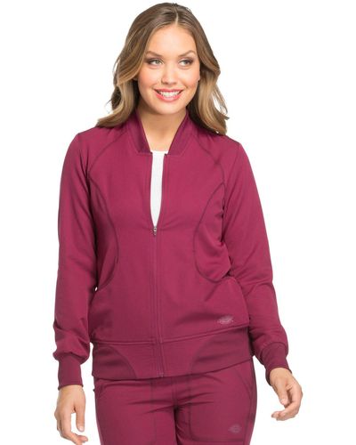 Dickies Dynamix By Zip Front Warm-Up Solid Scrub Jacket X-Large Wine - Lila