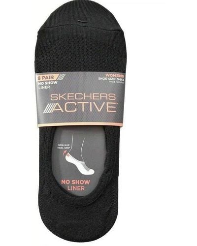 Skechers No Show Liner Socks 8 Pairs Black White Grey