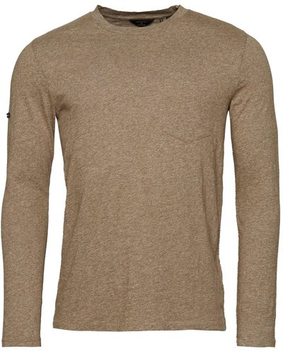 Superdry Studios L/S Top M6010724A Fossil Brown Marl L Hombre - Marrón