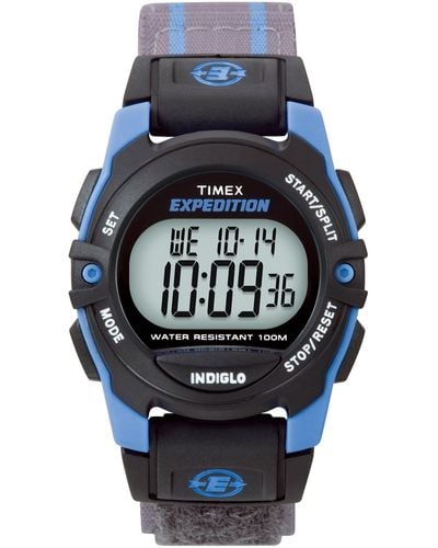Timex Expedition Chrono-alarm-timer 33mm Fabric Strap Watch Unisex Blue/gray/digital