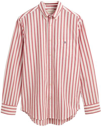 GANT Reg Wide Poplin Stripe Shirt - Rosso