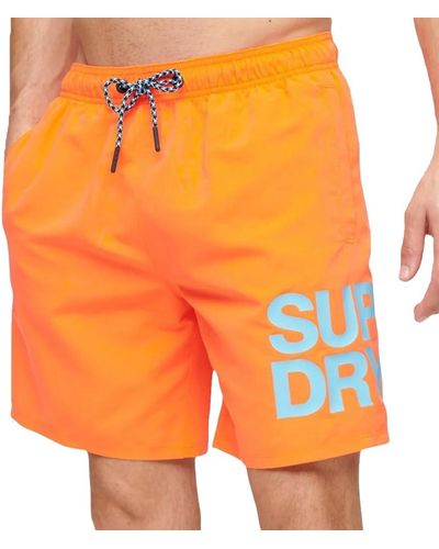 Superdry 17" Sportswear Badeshorts aus recyceltem Material mit Logo Hyper Feuer Korallrot XXL - Orange