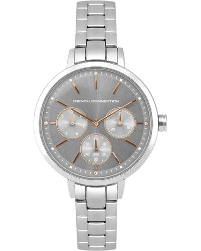 French Connection Analogue Quartz Watch With Stainless Steel Strap Fc134sm - Metallic