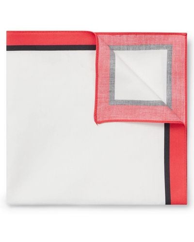 HUGO Pocketsquare 33x33cm Einstecktuch aus reiner Baumwolle mit Bordüre und Logo Hellrosa Stck - Pink