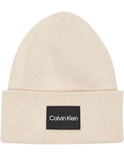 Calvin Klein Gorro Acanalado de algodón Fino Punto - Neutro