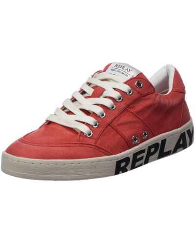Replay Blog Washed Trainer - Red