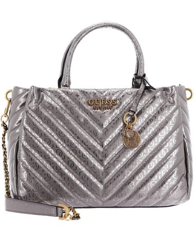 Guess Jania Society Satchel Pewter - Grijs