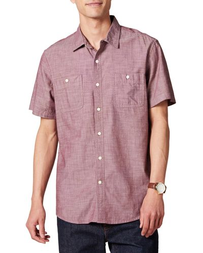 Amazon Essentials Short-sleeve Chambray Shirt - Purple