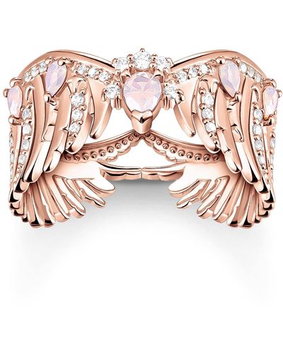 Thomas Sabo Ring Phönix-Flügel mit Rosa Steinen TR2411-323-9-56 Ringgröße 56/17,8 - Pink