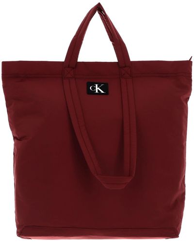 Calvin Klein City Nylon Large Zip Tote Bag - Rot