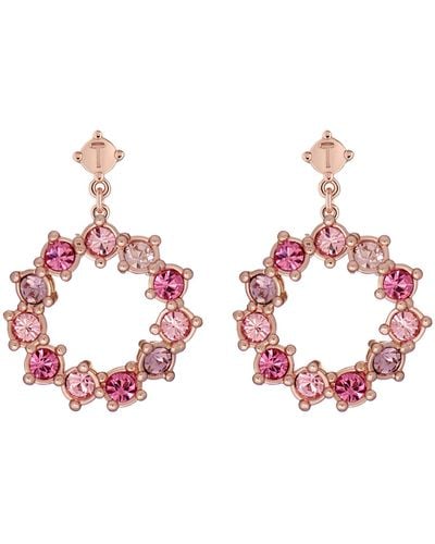 Ted Baker Crissty Statement Crystal Hoop Drop Earrings For - Pink