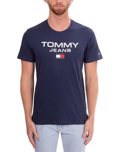 Tommy Hilfiger Shirt Uomo Regular con Logo - Taglia - Blu