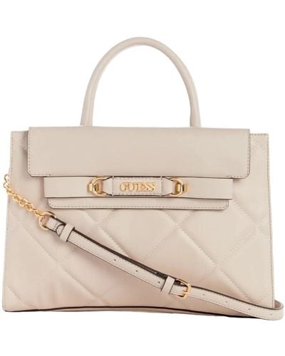 Guess Lorlie Quilted Satchel - Natural