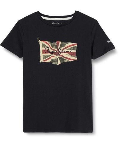 Pepe Jeans Flag Logo S/s T-shirt - Zwart