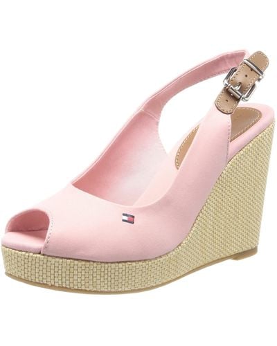 Tommy Hilfiger Sandalen Iconic Elena Sling Back Wedges mit Keilabsatz - Pink