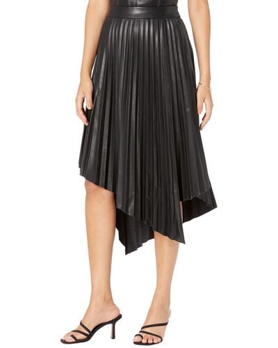 BCBGMAXAZRIA Fit And Flare Asymmetrical Pleat Skirt - Black