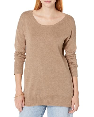 Amazon Essentials Lightweight Long-sleeve Scoop-neck Tunic Sweater - Natural