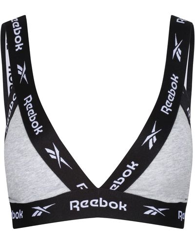 Reebok Sujetador Corto de algodón sin Varillas para Mujer Top - Negro