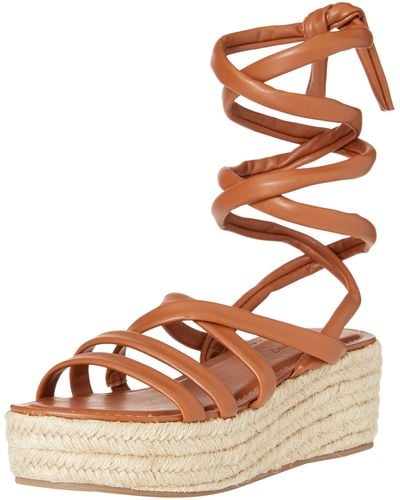 The Drop Louanne Strappy Ankle Wrap Platform Espadrille - Brown