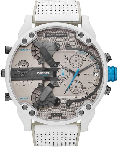 DIESEL Herren Analog Quarz Uhr mit Leder Armband DZ7419 - Mettallic