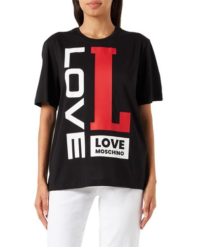 Love Moschino T- Shirt à ches Courtes Oversize Fit - Noir