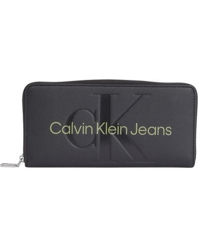 Calvin Klein Sculpted Zip Around Mono Wallets - Multicolour