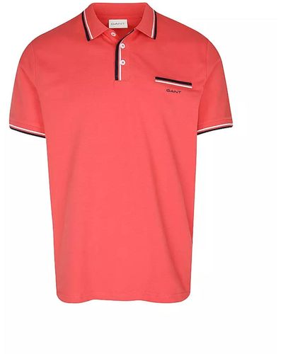 GANT 2-col Tipping Ss Pique Polo - Red