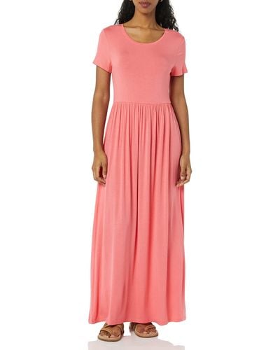Amazon Essentials Short-sleeved Waisted Maxi Dress - Pink