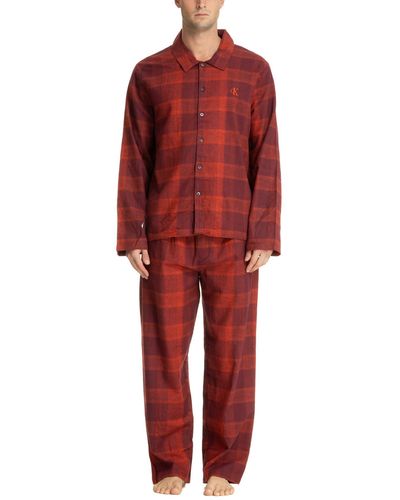 Calvin Klein Pyjama-Set aus reinem Flanell - Rot